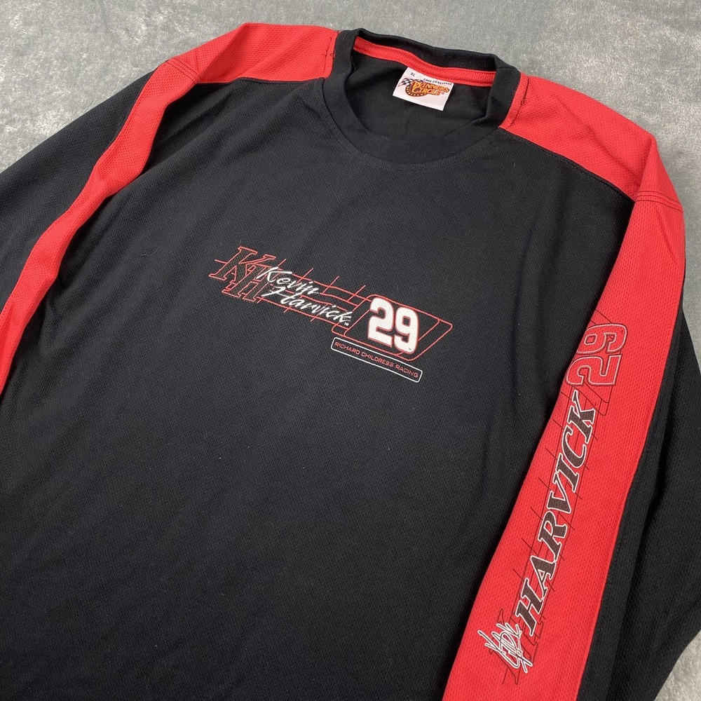 Vintage Kevin Harvick Shirt Mens Size XL Black Red #29 Long‎ Sleeve Jersey Tee
